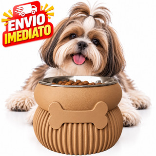 Comedouro Pet Elevado Tigela Inox Cachorro Gato Bebedouro Água Ração Antivômito Premium