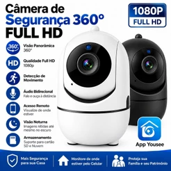 Câmera Segurança WiFi 360° Full HD 1080p Visão Noturna Áudio Rastreamento App