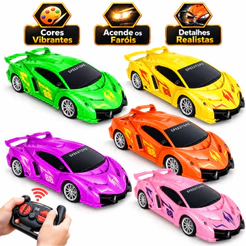 Carrinho de Controle Remoto Rosa com Luz Brinquedo de Menina Infantil 1:18