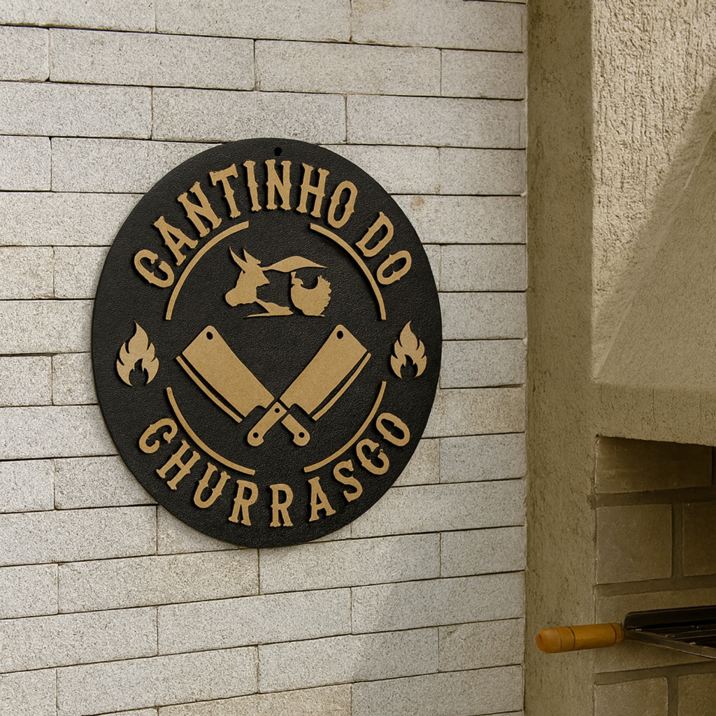 Placa Cantinho do Churrasco Área Gourmet Churrasqueira Decoração