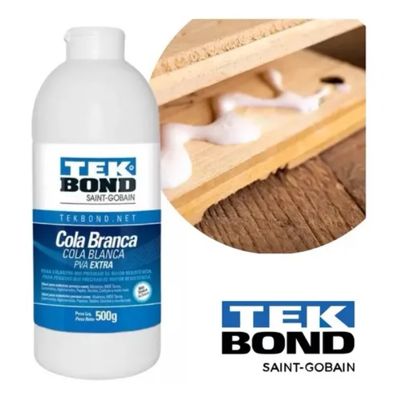 Cola Branca Tek Bond 500g Pva Extra - Alta Adesão para Madeira e Artesanato em Oferta na Shopee