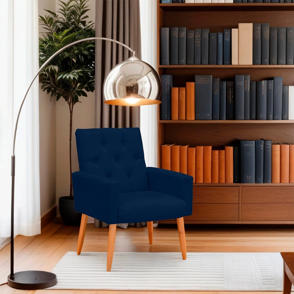 Poltrona Confortável para Sala Ísis - Azul Marinho
