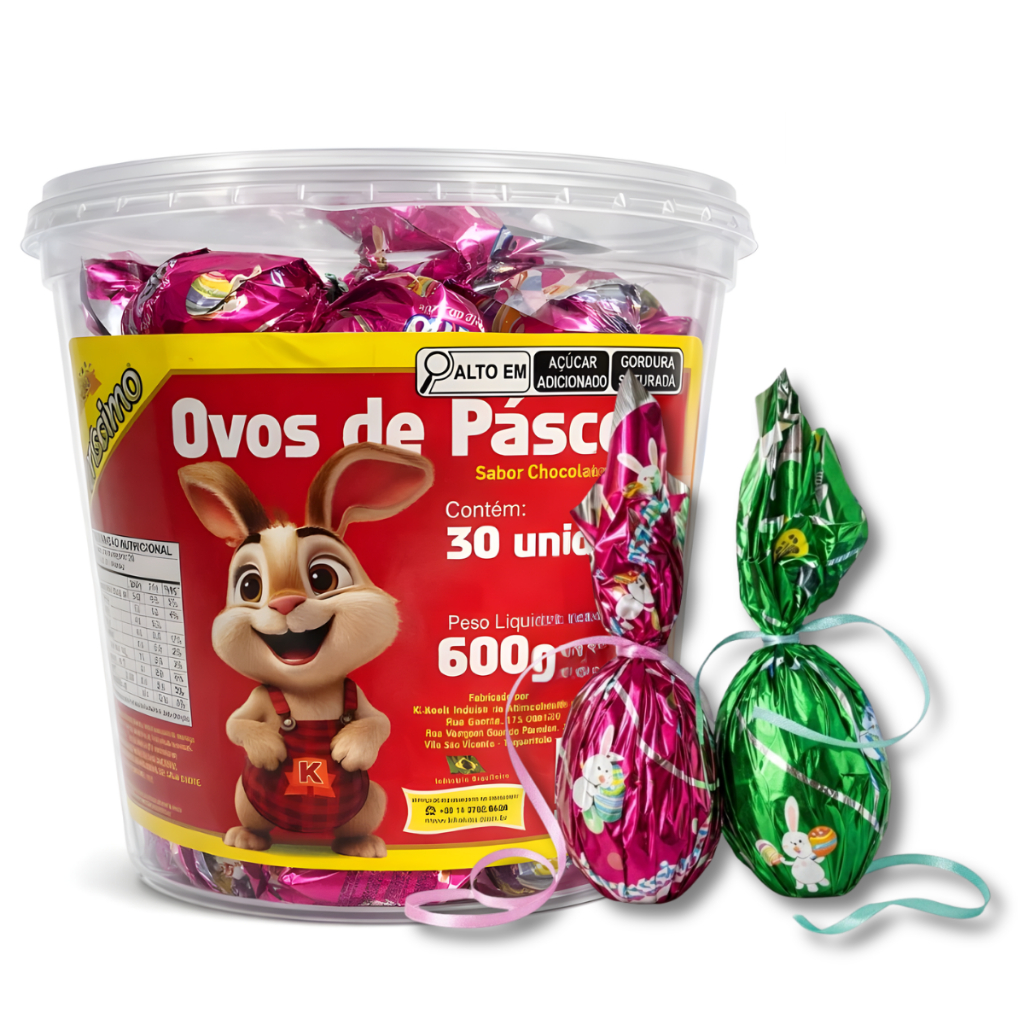 Pote 600g C/30 Ovinhos de Páscoa Em Promoção 20g cada Chocolate ao Leite Ki-Kakau