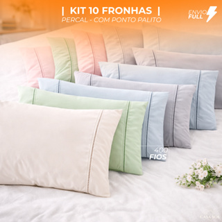 KIT FRONHAS  | 10 PEÇAS  |  PERCAL  |  400 FIOS  | PONTO PALITO  | VARIAS CORES em Oferta na Shopee