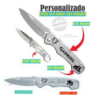 Canivete Personalizado com Lâmina de Aço Inox 18 cm - Alta Resistência e Durabilidade em Oferta na Shopee