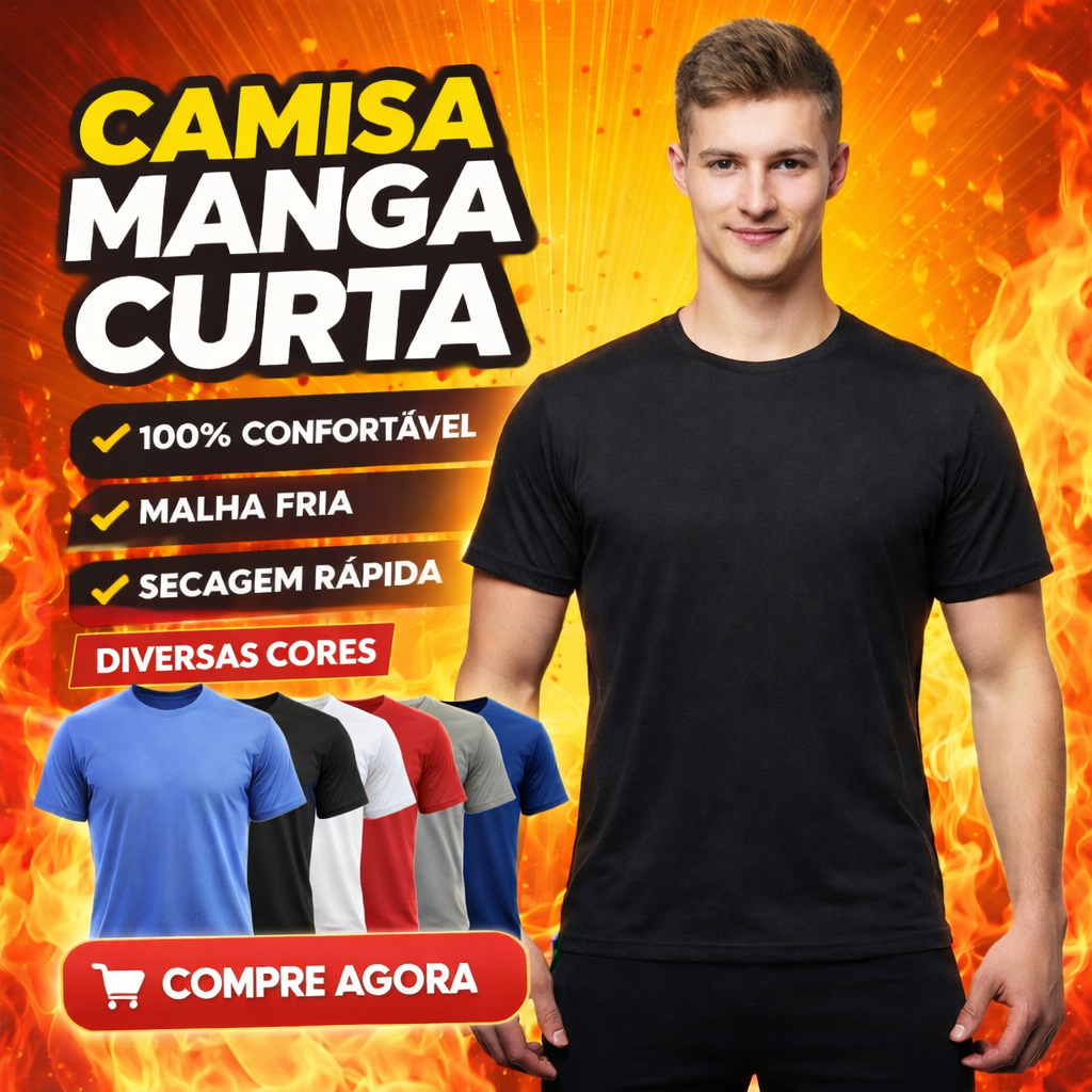 Camisa Masculina Manga Curta Malha Fria Térmica – Conforto e Proteção o Dia Todo! em Oferta na Shopee
