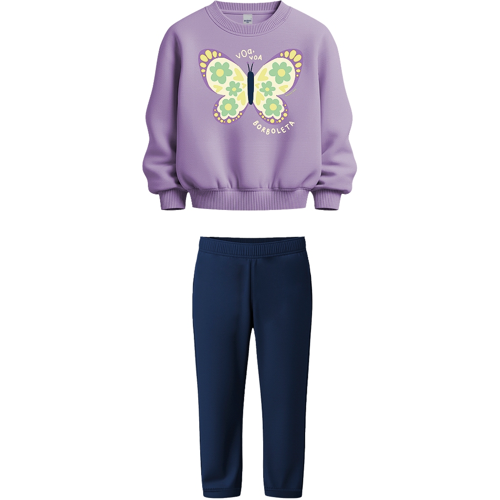Conjunto Infantil Menina Moletom Flanelado Inverno Malwee Kids