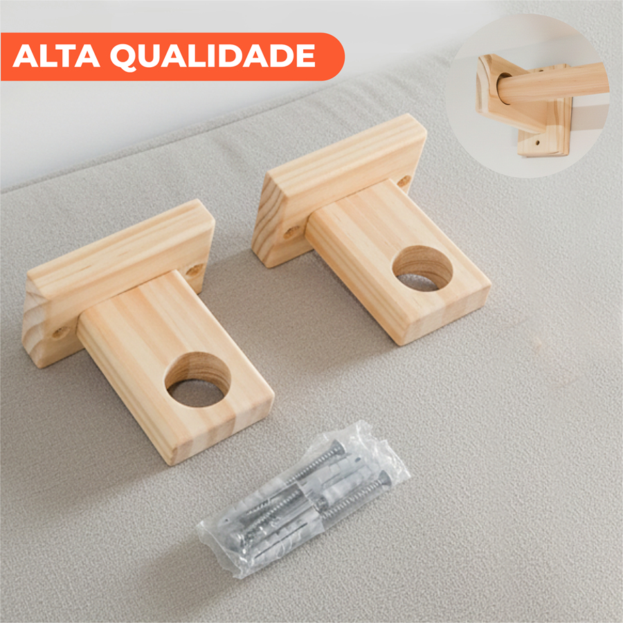 Suporte Cortinas 19mm ou 30mm em madeira com parafusos e buchas madeira maciça pinus em Oferta na Shopee