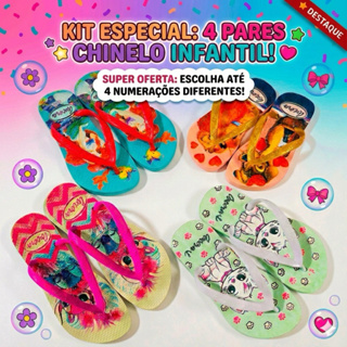 Chinelo Infantil 4 Pares Menina Chinelinho Personagens Chinela 25 26 27 28 29 30 31 32 Lançamento Infantil em Oferta na Shopee