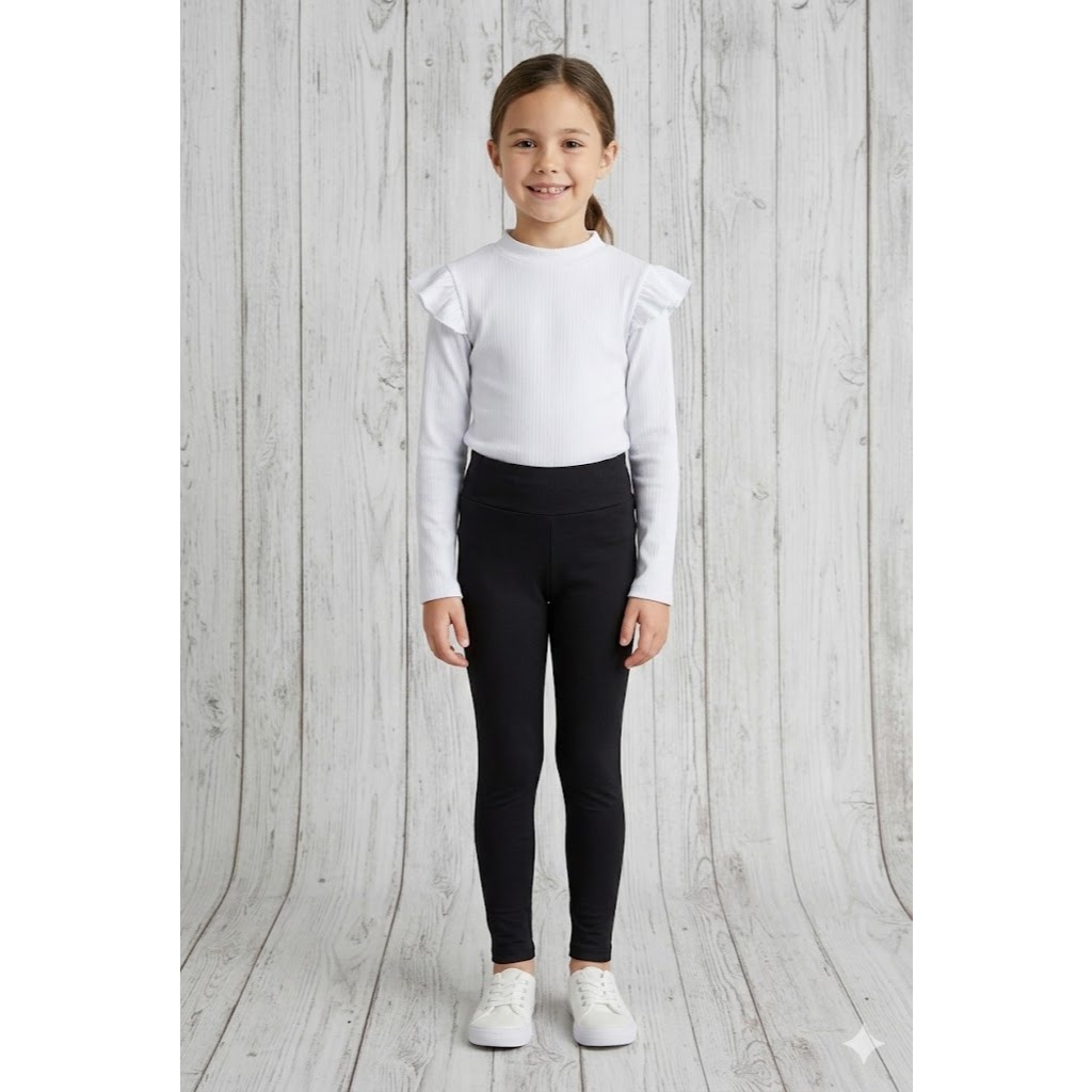 Conjunto de 2 Peças com Blusa Babado e Calça Legging Feminina Infantil e Juvenil para Meninas e Adolescentes Jovens