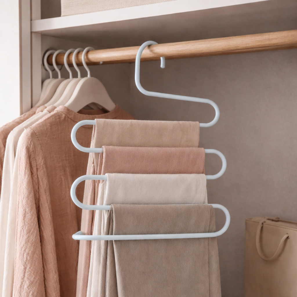 Kit Com 2 Cabides De Inox Com 5 Divisórias Para Calças  Branco em Oferta na Shopee