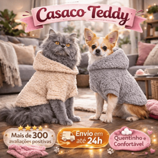 Casaco Teddy para Cães e Gatos Roupa Pet de Frio Premium Envio em 24h em Oferta na Shopee