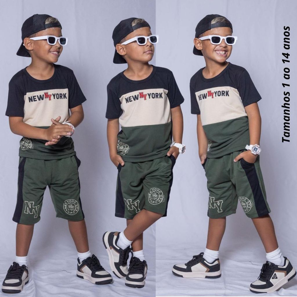 Conjunto Infantil criança kit bermuda + camisa Moletinho Menino