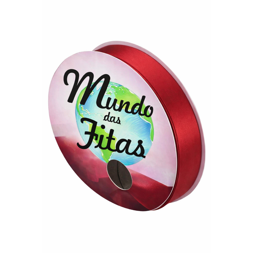 Fita Cetim Nº5 22 Mm Rolo Com 50 Metros Mundo das Fitas Cor 209 - Vermelho