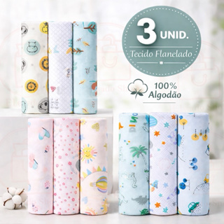 Kit 3 Cueiros Flanelados Bebê Papi Karinho 80x50cm Estampados Macios Menino Menina Unissex Enxoval Recém-Nascido em Oferta na Shopee