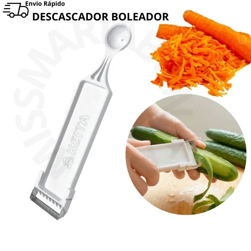 Descascador De Legumes e Boleador de Legumes e Frutas  Aço Inox 2 Em 1 Keita-MMB em Oferta na Shopee