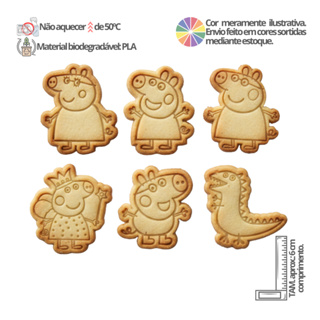 Kit 6 Cortadores de biscoito e marcadores Peppa Pig - Cookie, Pasta americana em Oferta na Shopee