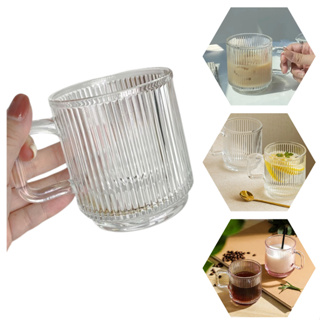 Canecas de Vidro Canelado 350ml – Resistente e Elegante p/ Café & Chá em Oferta na Shopee