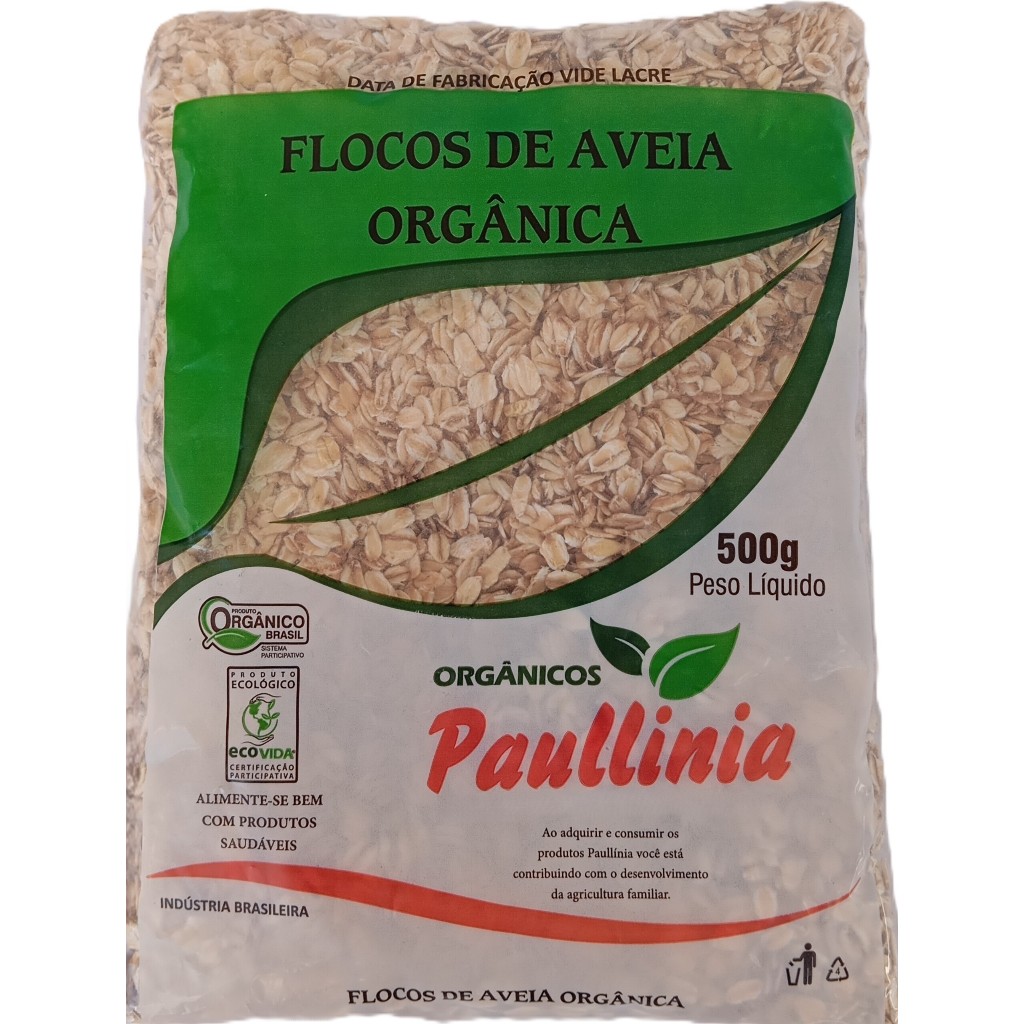 Flocos de Aveia Orgânica Paullinia 500g em Oferta na Shopee