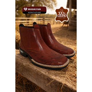 BOTINA TEXANA COUNTRY COURO LEGITIMO BICO QUADRADO PINADA em Oferta na Shopee