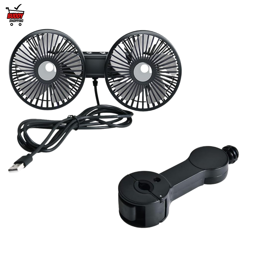 Ventilador Automotivo Duplo USB Rotação 360° em Oferta na Shopee