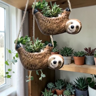 Vaso cachepot Bicho preguiça kit com 2 peças (cerâmica)!não acompanha flores! em Oferta na Shopee