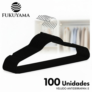 KIT 100 CABIDES VELUDO PRETO FUKUYAMA ULTRA FINO Com Gancho Giratório 360° Antideslizante em Oferta na Shopee