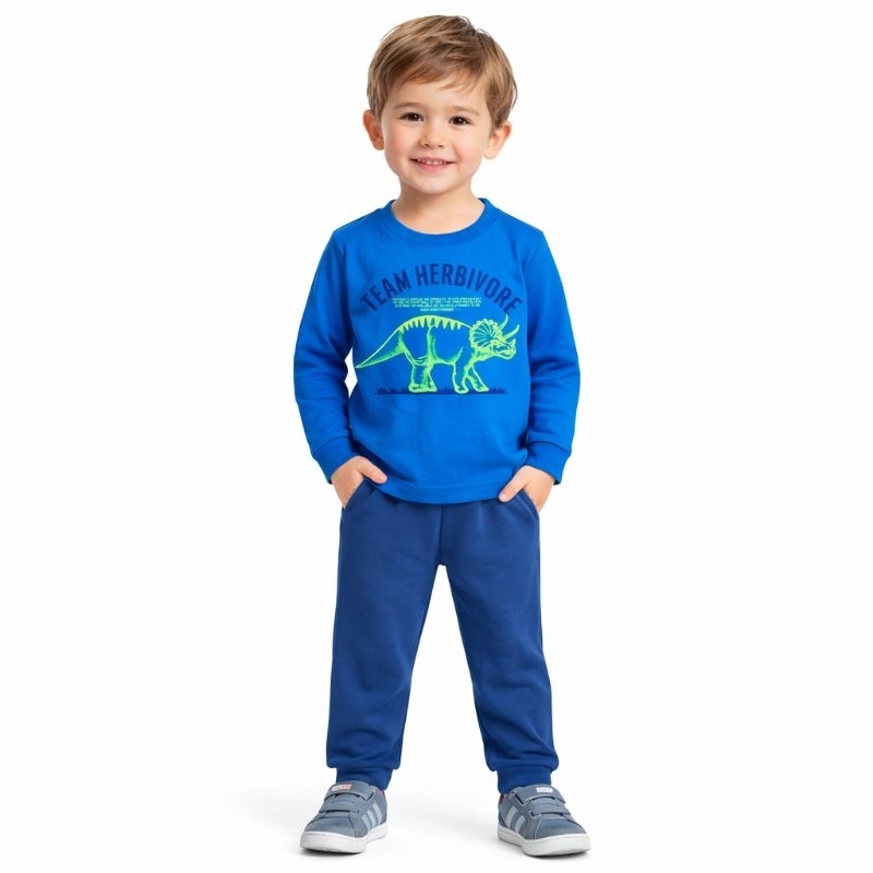 Conjunto De Frio Masculino Moletom Infantil Com Capuz | Roupa Infantil Menino Inverno Moletom Peluciado Quente 🦖🦕✨