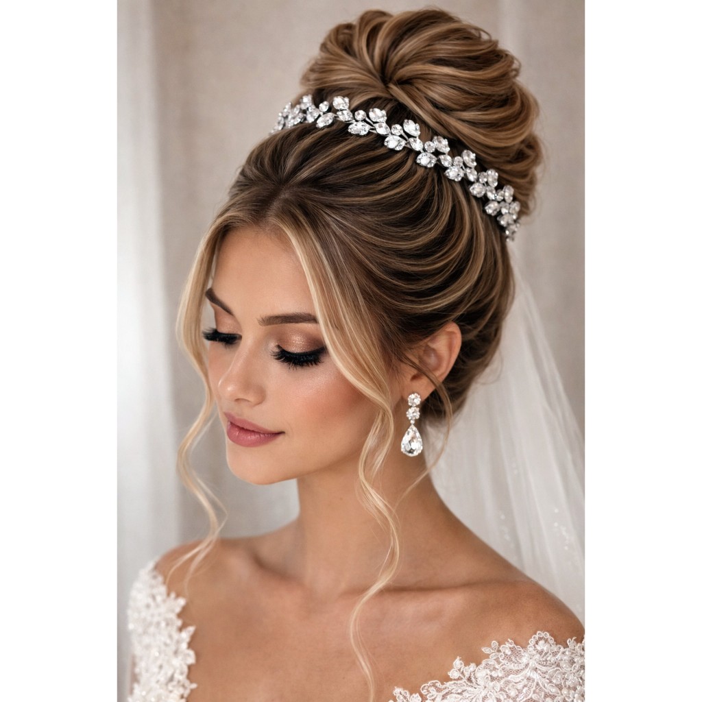 Tiara Porta Coque Coroa Noiva Gota Zircônia Premium Para Penteado Cabelo Noiva em Oferta na Shopee