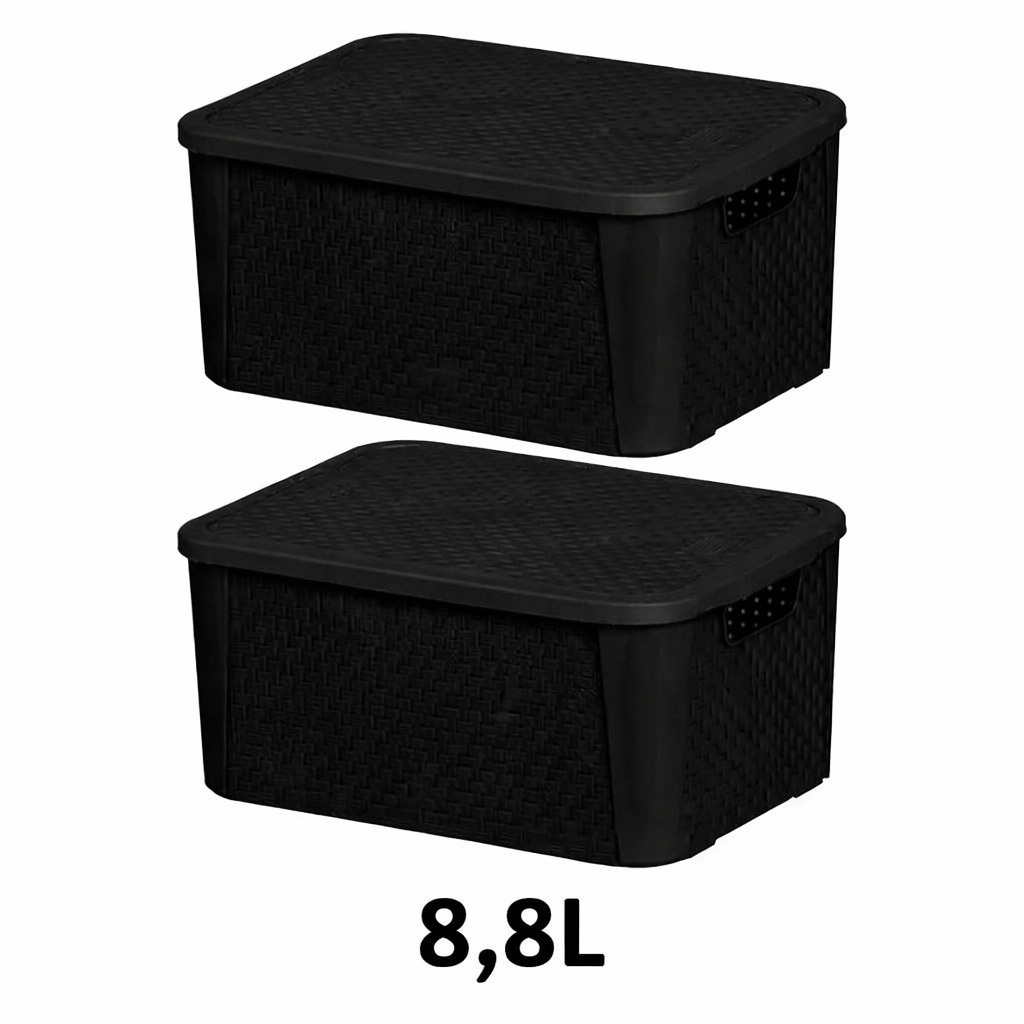 Kit Com 2 Caixas Oraganizadoras Multiuso 8,8 Litros Empilhável Com Trava em Oferta na Shopee