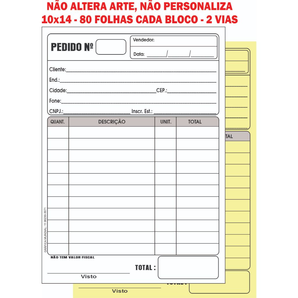 05 Talões Pedido 10x14 Papel Copiativo 2 vias 80 folhas cada bloco "Leia a Descrição" Papelaria Anotações em Oferta na Shopee