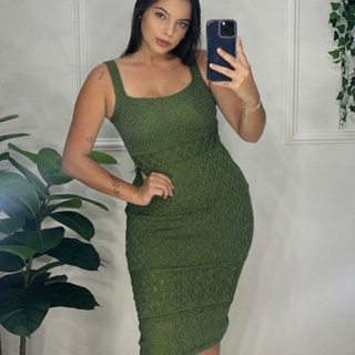 Vestido Feminino Midi Regata Trico Modal Alta Qualidade Com Detalhes na Barra Duarte tricot em Oferta na Shopee