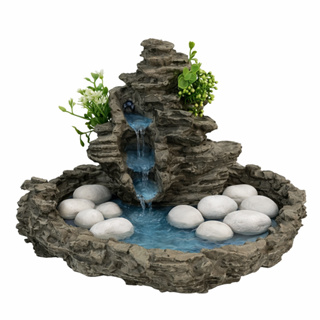 Fonte De Água Cascata Pedra Em Resina Decorativa Com Bomba em Oferta na Shopee