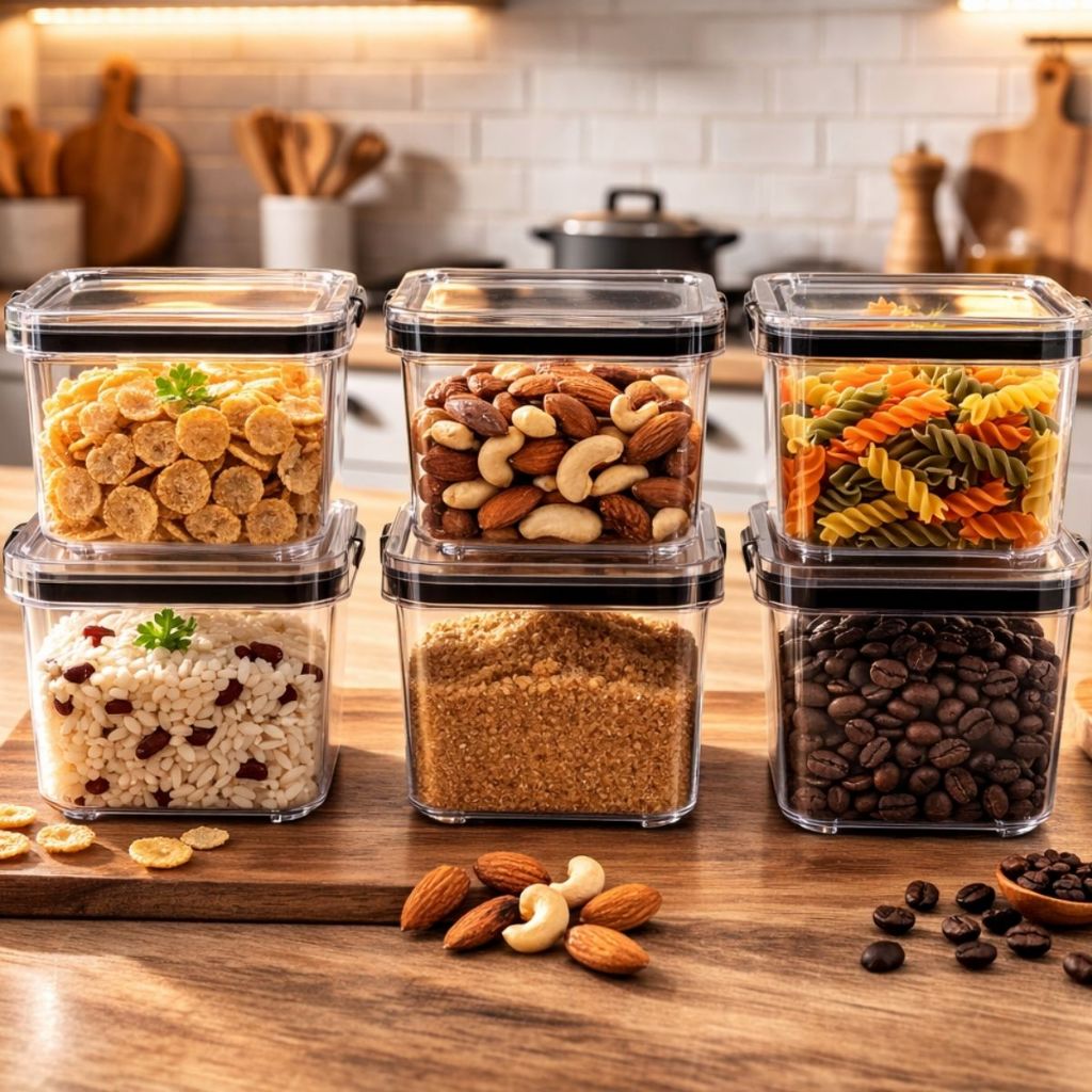 Conj Potes Herméticos 460ML 700ML Protege Alimentos Frescos Empilháveis Potes Com Tampa Mantimentos em Oferta na Shopee