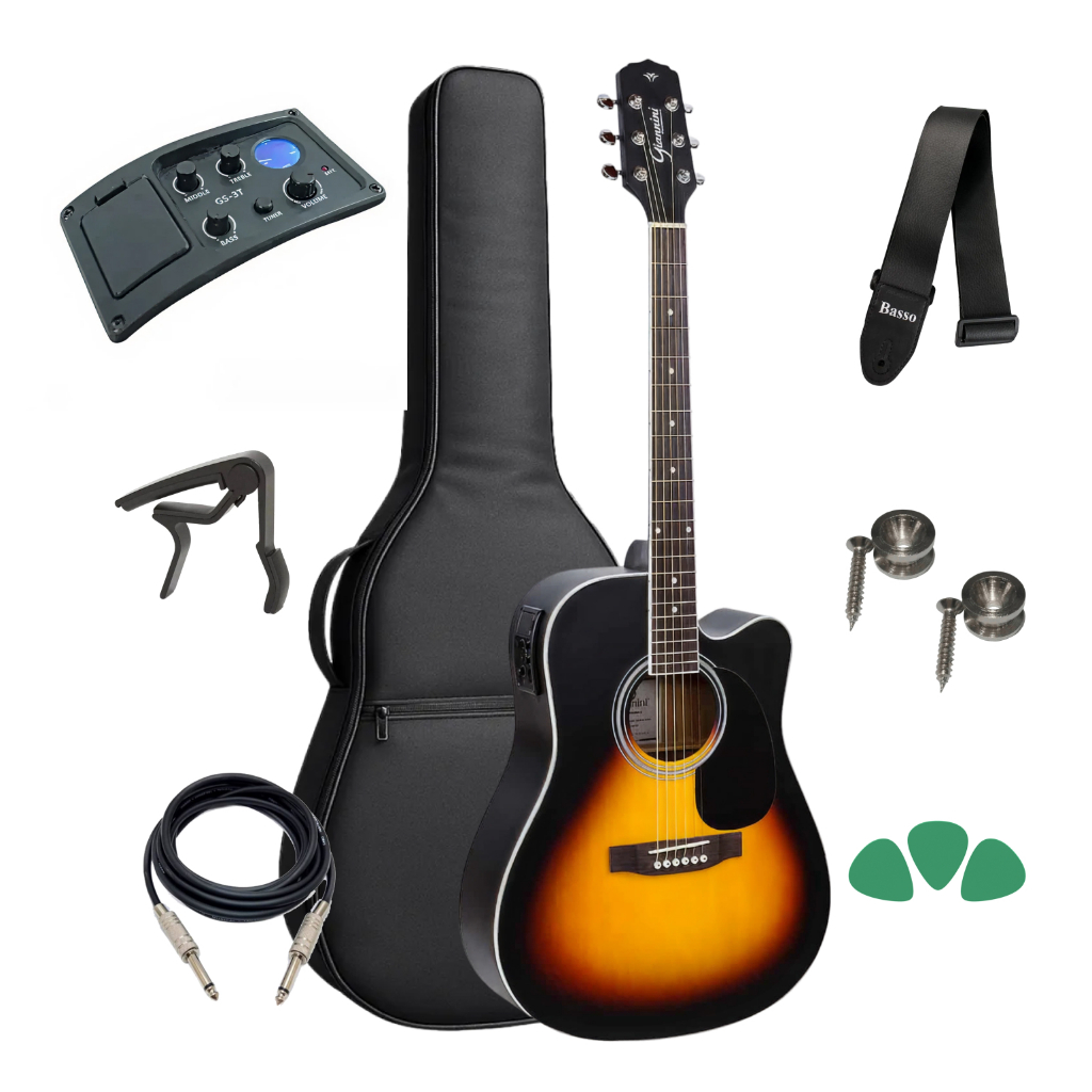 Violão Giannini Elétrico Gdc-1 Vsb Kit Capa Luxo Acessorios