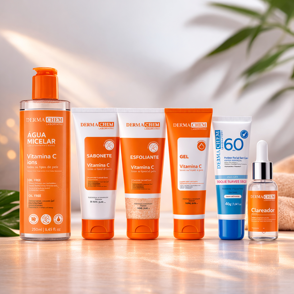 Kit Skin Care Completo Vitamina C Dermachem Autocuidado Clareador de pele e Protetor Solar