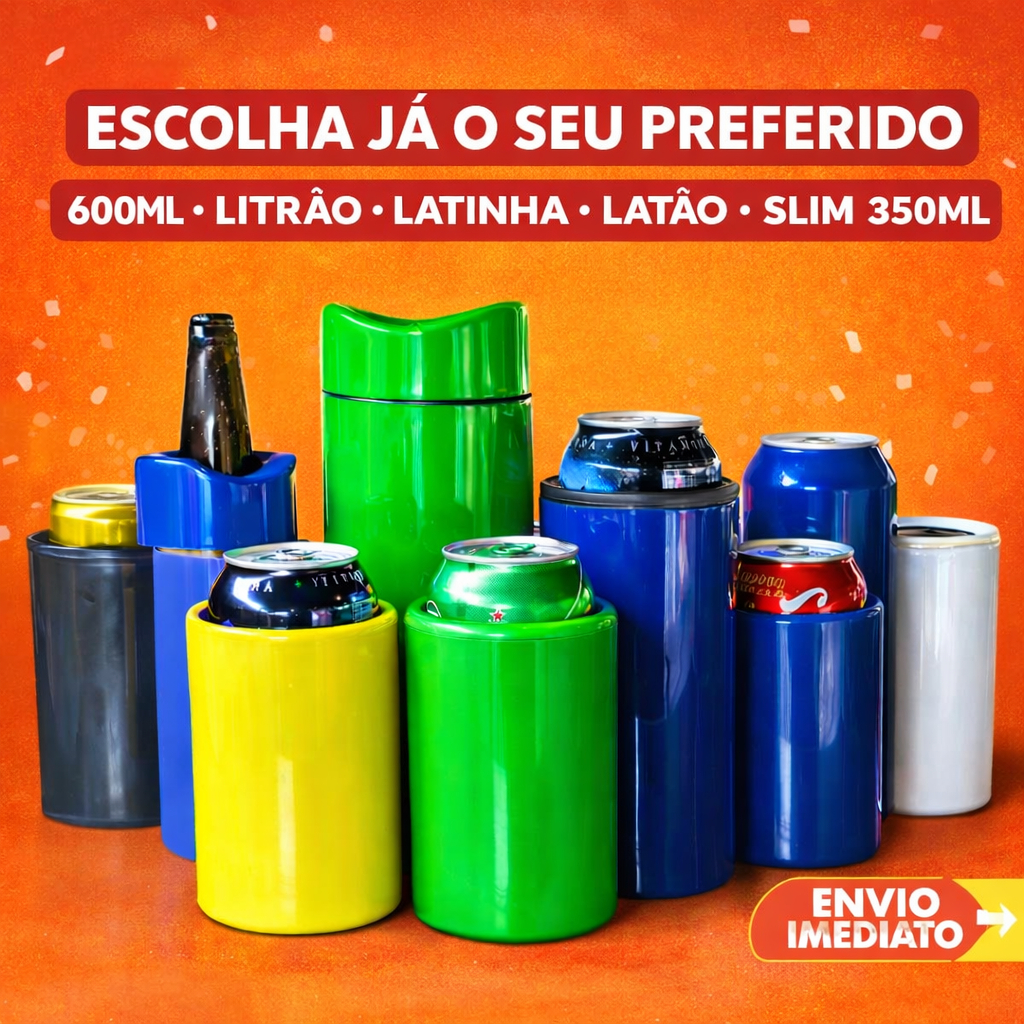 PORTA LATÃO PORTA GARRAFA LITRO PORTA LATA 350ML PORTA GARRAFA 600ML PORTA LATA SLIM 350
