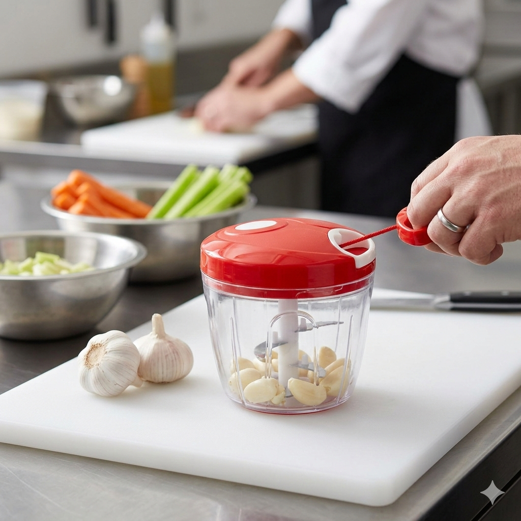 Mini Processador e Triturador Manual 5 Lâminas 700ml | Cores Sortidas -Triturador de alimentos e temperos