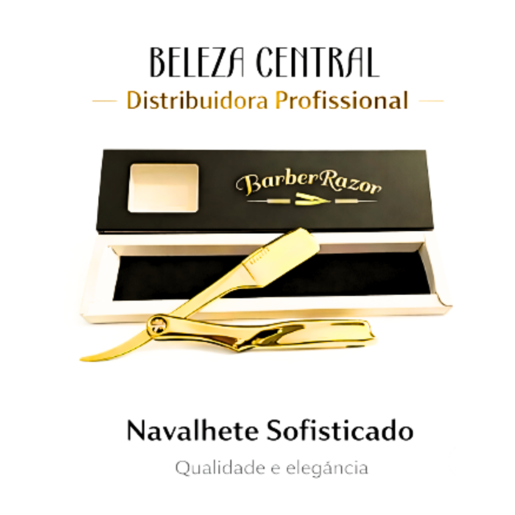 Navalhete Dourado Premium para Barbearia – Pressão e Encaixe – Pintura Autoclavada – Profissional Importado