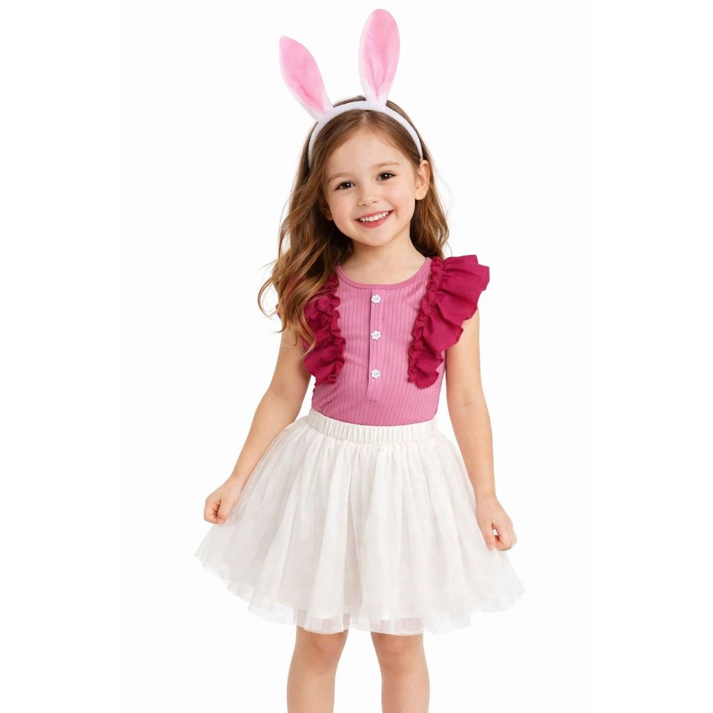 Body Canelado Infantil Menina Rosa Babadinhos Com Tiara Orelhinhas Coelhinha Páscoa Roupa Festa Coelhinho 6 á 8 anos