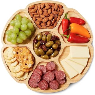 Petisqueira Redonda Flower com 7 Divisórias para Amendoim, Frios, Doces - 29cm - tipo Bambu MDF em Oferta na Shopee