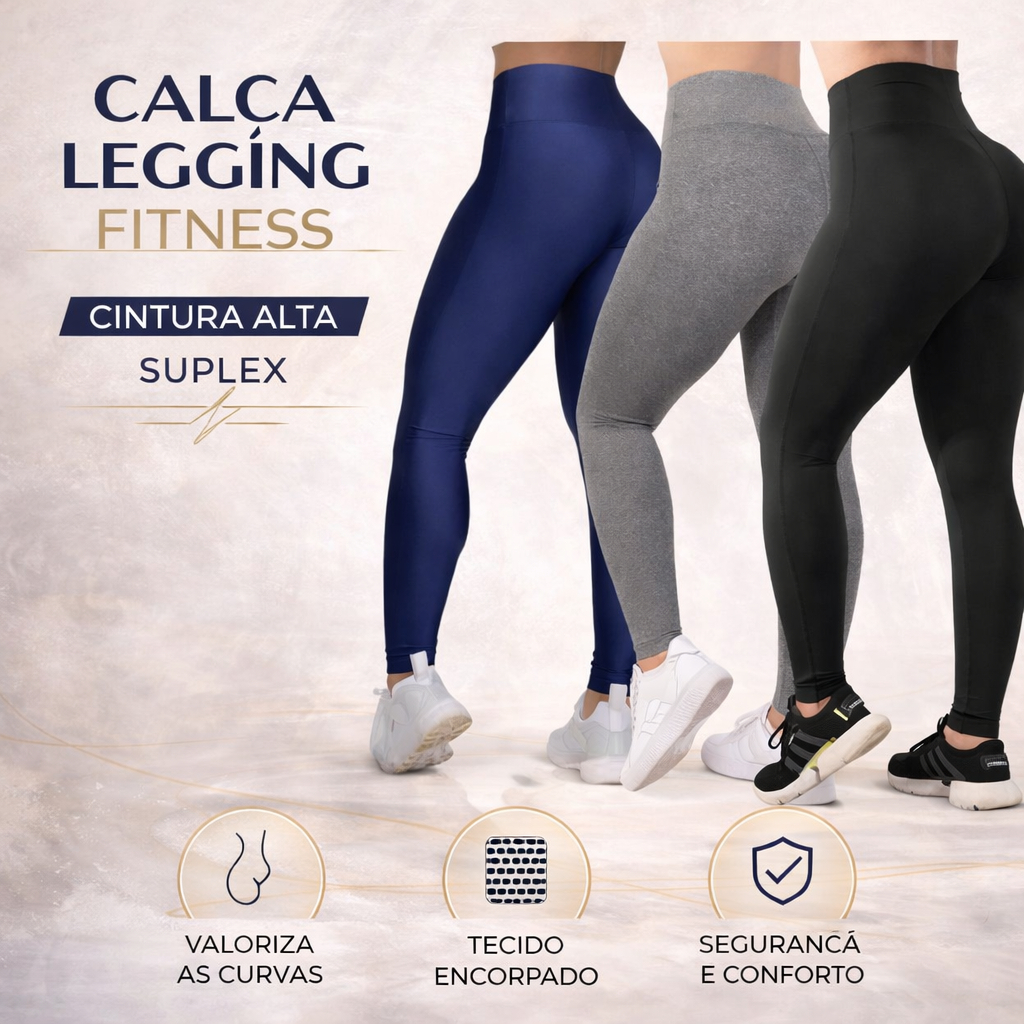 Calça Legging Fitness Cintura Alta Suplex | Levanta Bumbum | Alta Compressão