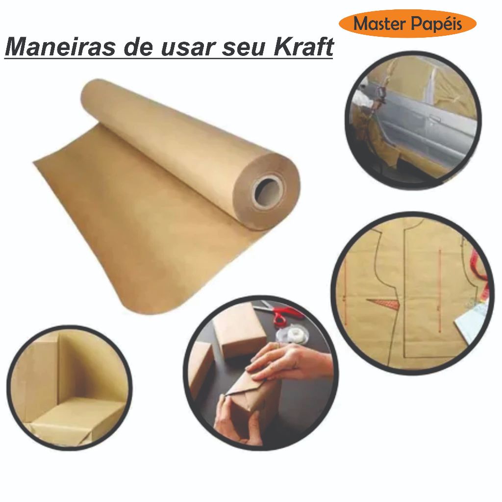 Rolo Bobina Papel Semi Kraft Pardo Embalagem Mascaramento 30cmx50m 45cmx50m 60cmx50m 90cmx50m