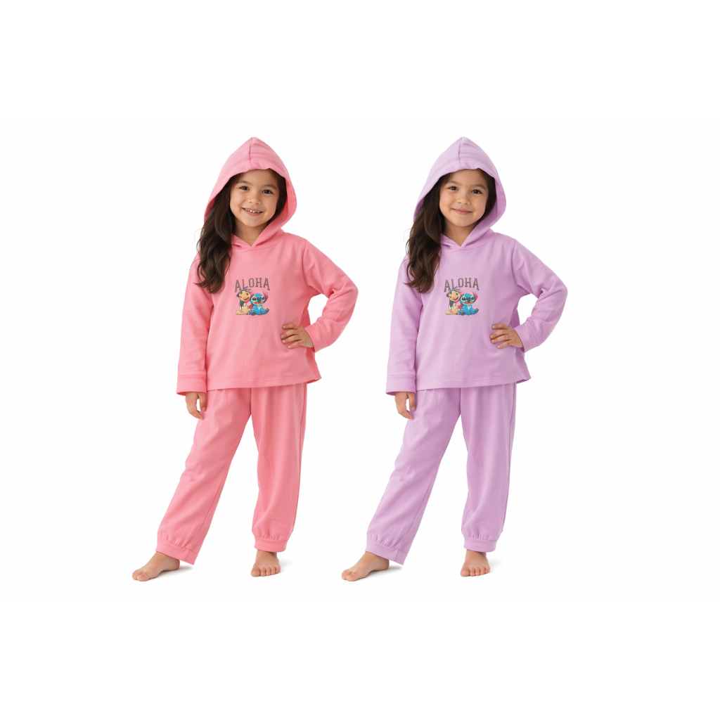 CONJUNTO DE INVERNO STICH MOLETINHO INFANTIL FEMININO COM CAPUZ SUPER CONFORTÁVEL ALGODÃO VISCOSE MODELO IDEAL DIA A DIA