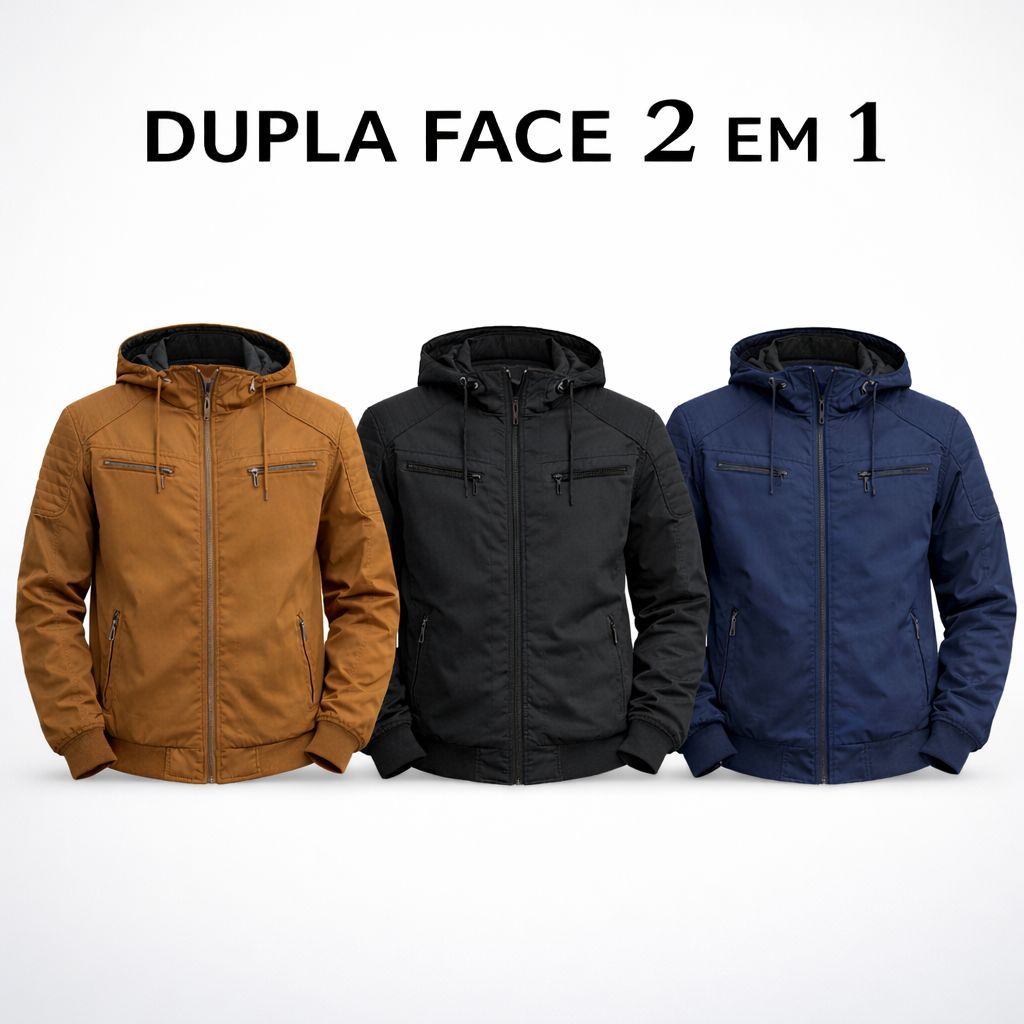 Jaqueta Masculina Dupla Face Reversível – 2 Cores em 1 | Estilo Casual Premium