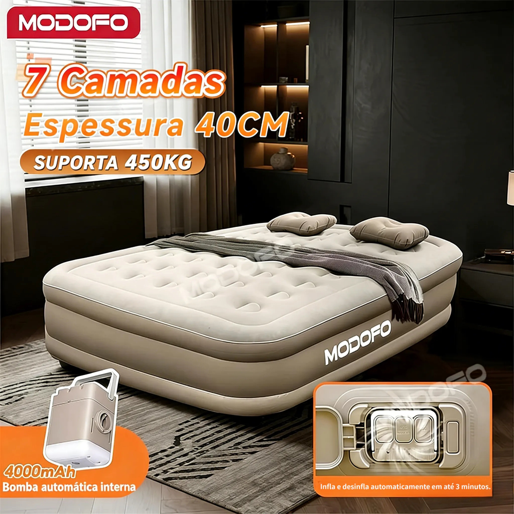 MODOFO Colchão Inflável Automático solteiro/Queen/King Colchão Casal inflável Com Bomba Embutida Camping Equipment 500KG