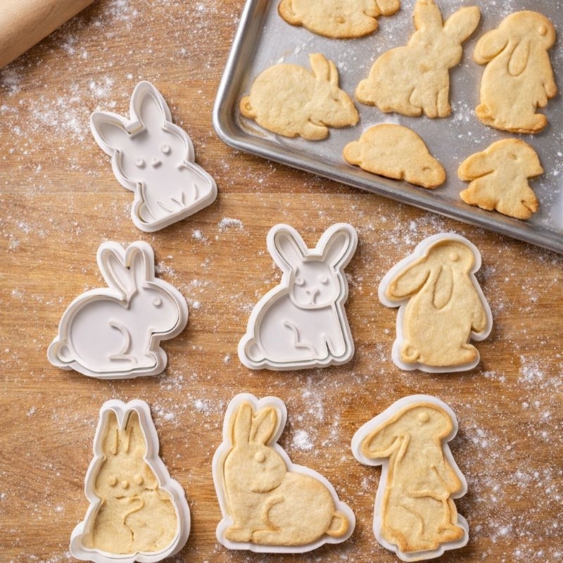 🐰🍪 Cortadores de Biscoito pão frutas Carimbo Molde para Chocolate, Pasta Americana e Confeitaria Páscoa biscuit  cookie