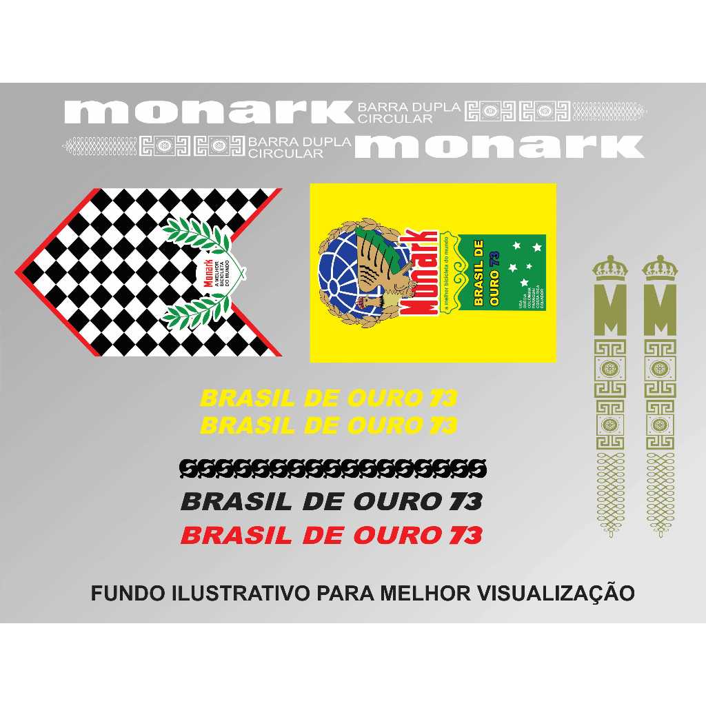 Adesivos Bicicleta Monark Barra Dupla Circular 1973 (Brasil de Ouro)
