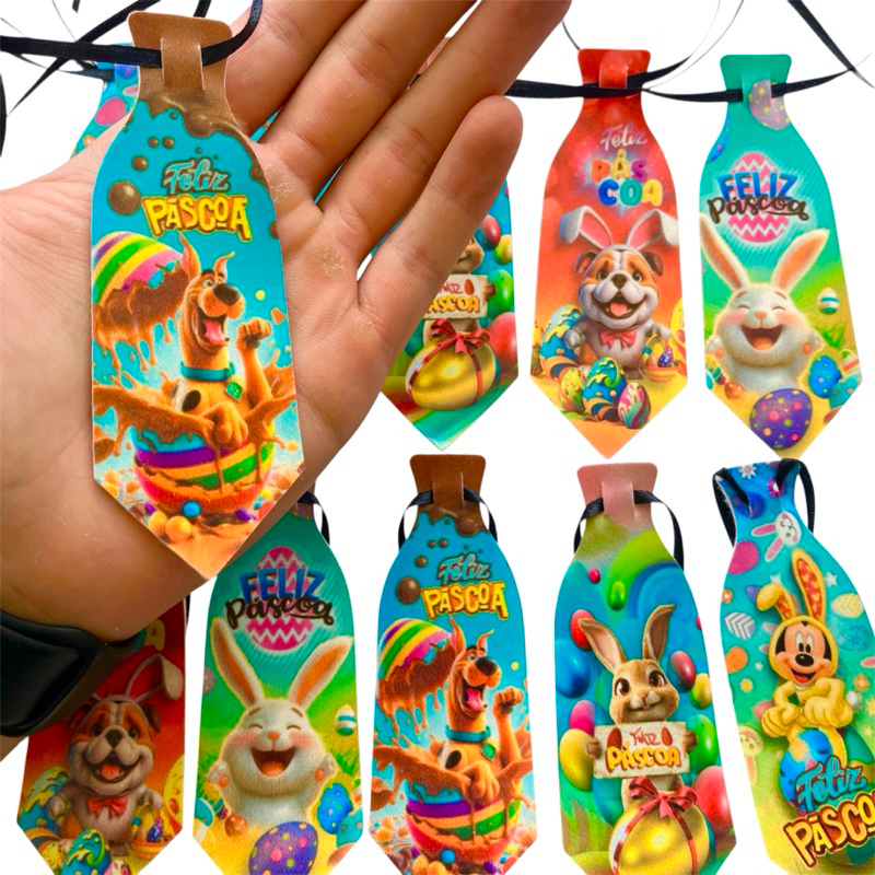 Kit 20 Gravatas Pet de Páscoa - Gravatinhas de Courino
