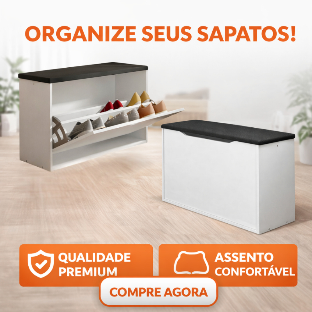 Sapateira Banco Estofado Banqueta Mdf Organizador Calçados Sapatos Porta Basculante Assento Confortavel